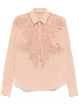 Ermanno Scervino шелковая рубашка с кружевной отделкой, розовый