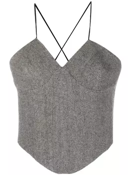 Ermanno Scervino шерстяной топ с узором в елочку, черный