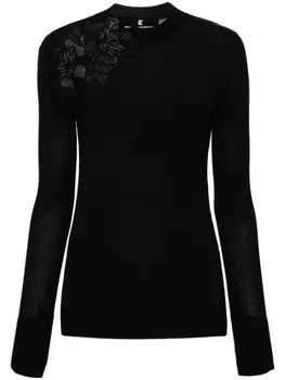 Ermanno Scervino свитер с кружевной аппликацией, черный