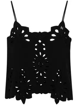 Ermanno Scervino топ с цветочной вышивкой, черный