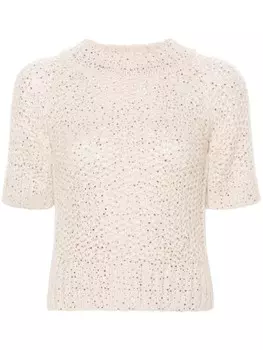 Ermanno Scervino топ с кристаллами, нейтральный цвет