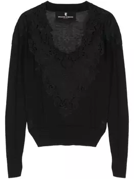 Ermanno Scervino трикотажный топ с кружевом, черный
