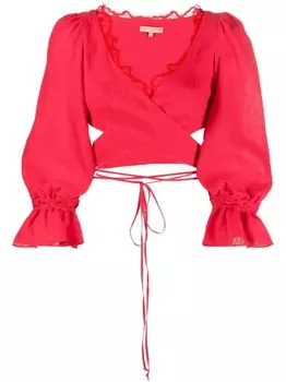 Ermanno Scervino укороченный топ с кружевом, красный