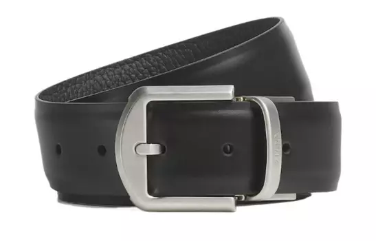 Ermenegildo Zegna Ремень Zegna Classic с тисненым логотипом и двусторонней пряжкой из телячьей кожи, черный, ширина 3,5 см