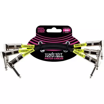 Ernie Ball Ernie Ball 6-дюймовый инструментальный патч-кабель, 3 шт. в упаковке, 6 дюймов, черный