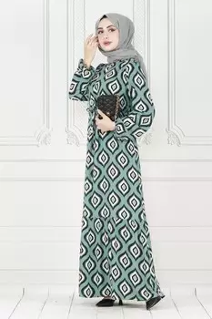 Erockskirt юбка с рюшами икат с принтом платье из вискозы Sevitli, зеленый