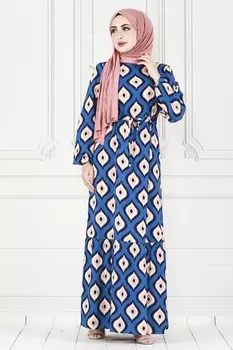 Erockskirt юбка с рюшами икат с принтом платье из вискозы Sevitli, синий