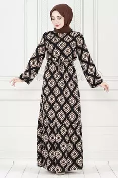 Erockskirt юбка с рюшами икат с принтом платье из вискозы Sevitli, черный