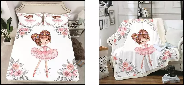 Erosebridal, 4 шт., девчачья балетная простыня + одеяло