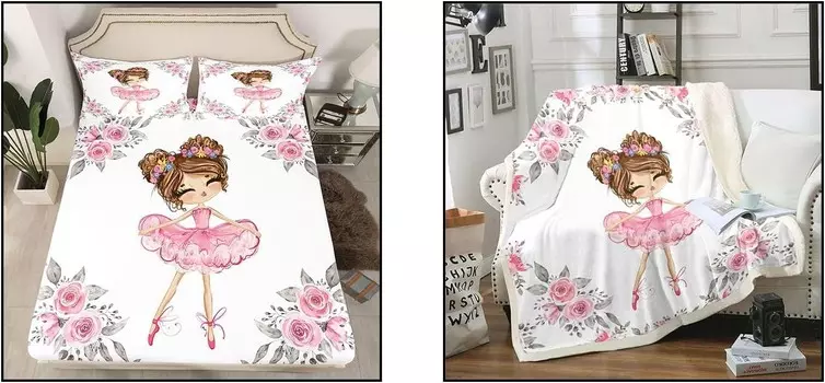Erosebridal, 4 шт., девчачья балетная простыня + одеяло