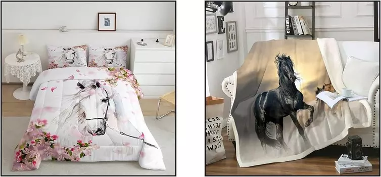Erosebridal, 4 шт., комплекты одеял с принтом белой лошади для девочек + пледы