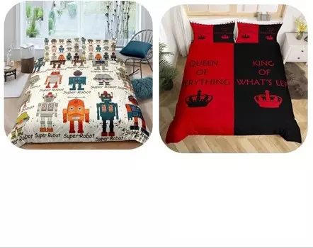 Erosebridal, 5 предметов, пододеяльник для робота и пары + наволочка (без одеяла)