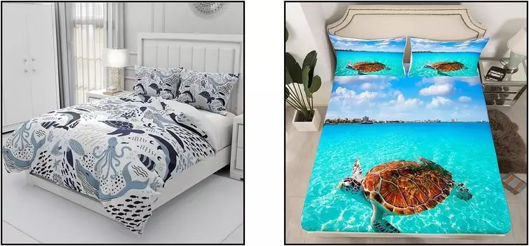 Erosebridal, 6 предметов, пододеяльник на тему океана + простыня на подкладке