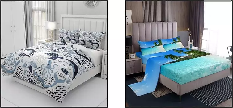 Erosebridal, 7 предметов, пододеяльник на тему океана + комплекты простыней