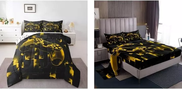 Erosebridal Boys Gamer Комплект одеял Twin + Комплект простыней со светящейся сеткой Twin (5 шт.)