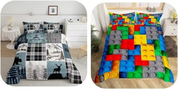 Erosebridal, комплект из 5 одеял в деревенском стиле с оленями + 3D строительные блоки, пододеяльник + наволочки