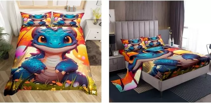 Erosebridal комплект простыней с изображением дракона из мультфильма Twin + комплект пододеяльников с волшебными животными (5 шт.)