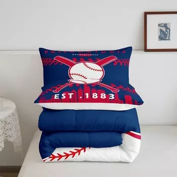 Erosebridal комплекты бейсбольных одеял для мальчиков для подростков, комплект постельного белья для бейсбольной команды в подарок, спортивное постельное белье, пуховое одеяло для бейсбольного города с 2 наволочками (Филадельфия), Philadelphia