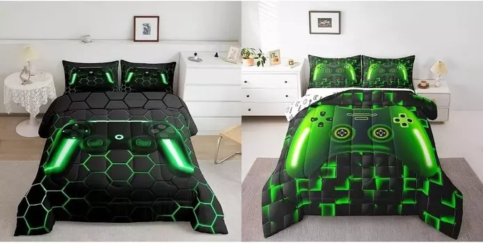 Erosebridal комплекты детских одеял из 4 предметов с геометрическим рисунком для мальчиков, двойного размера, неоновый, зеленый, черный