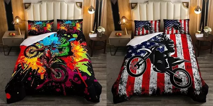 Erosebridal Набор одеял для велосипедистов для бездорожья для мальчиков, двойной размер: 2 одеяла и 2 наволочки