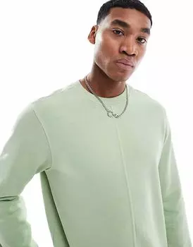 Еще одна толстовка Influence с эффектом кислотной стирки и декоративными швами зеленого цвета Another Influence