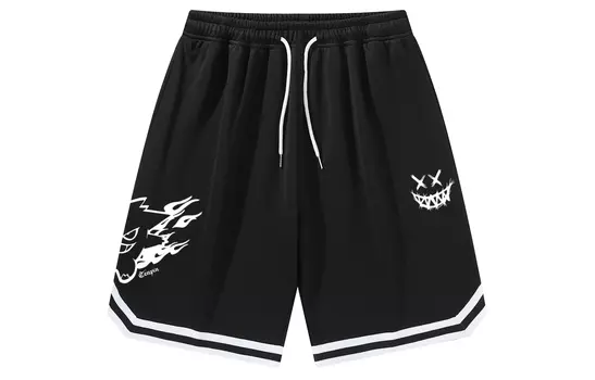 Eslite Cenpin свободные повседневные шорты на шнуровке из двух частей с принтом «пламенный дьявол», одинаковый стиль для мужчин и женщин, цвет Black/Red