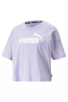 ESS Cropped Logo Tee — женская сиреневая укороченная футболка Puma, фиолетовый