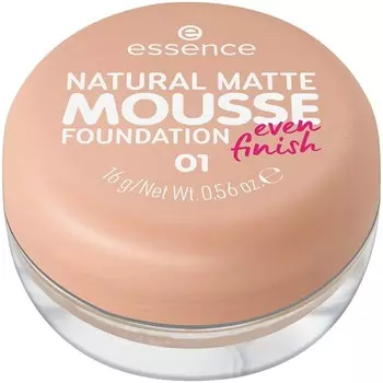 Essence, Natural Matte Mousse Foundation, Тональный крем-мусс, 01, 16г