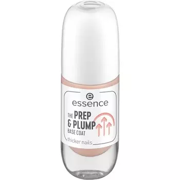 Essence The Prep & Plump Base Coat Уход за ногтями Телесный Стойкий праймер Защитная разглаживающая глянцевая Натуральная Без ацетона Веганская Без частиц микропластика 8 мл