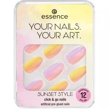 Essence ВАШИ НОГТИ. ВАШЕ ИСКУССТВО. СТИЛЬ ЗАКАТА click & go nails - Упаковка из 12 шт