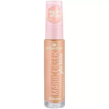 Essence, Жидкая тональная основа Magic Filter Glow Booster с легким покрытием, 20 средних оттенков, 14 мл