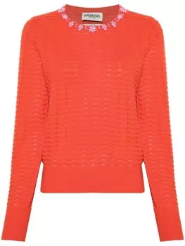 Essentiel Antwerp свитер с цветочной аппликацией, красный
