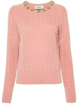 Essentiel Antwerp свитер с цветочной аппликацией, розовый