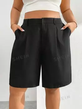 Essnce Большие размеры, летние черные брюки, брюки, шорты, школьная форма, форма учителя Shein, черный