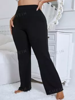 Essnce Брюки больших размеров, Однотонные, широкие Shein, черный