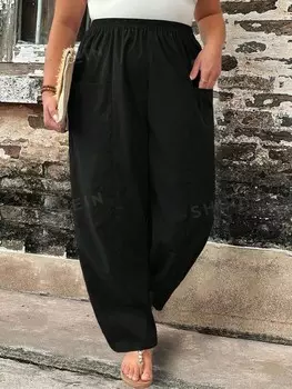 Essnce Брюки больших размеров с эластичным поясом Shein, черный