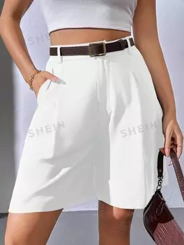 Essnce Брюки длиной три четверти, большого размера, готовы к летней игре, брюки, шорты, школьная одежда, одежда для учителей Shein, белый