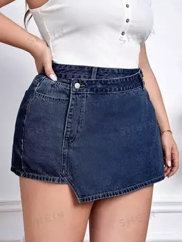 Essnce Джинсовая юбка с асимметричным подолом для женщин больших размеров Shein, синий