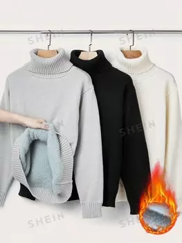 Essnce Комплект из трех предметов с водолазкой и длинными рукавами Большой размер для женщин Shein, мультиколор