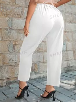 Essnce Однотонные повседневные брюки больших размеров для повседневной носки, простые и универсальные Shein, белый