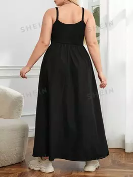 Essnce Plus Простое платье на бретельках Shein, черный