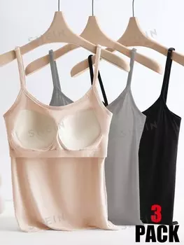 Essnce Женская простая однотонная повседневная майка Shein, мультиколор