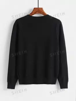 Essnce Женский осенне-зимний свободный повседневный однотонный кардиган с длинными рукавами Shein, черный