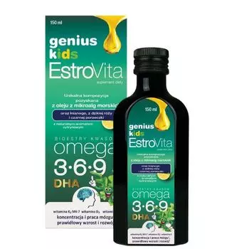 Estrovita Genius Kids Olej омега 3-6-9 для детей, 150 ml