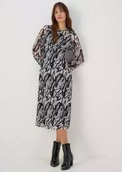 Et Vous Черно-белое платье-миди в сеточку