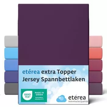 ETREA Джерси-топпер Простыня на подкладке 140x200см - 160x200 - 100% хлопок Простыня На подкладке Простыня 140x200см - 160x200 Наматрасник - Дополнительный трикотаж Простыня на подкладке Топпер Хлопок OEKOTEX - Plum Etrea Himmlische Qualitt