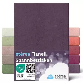 ETREA Фланелевая простыня 180x200см - 200x200 - 100% ХЛОПОК - Простыня на подкладке 180x200см - 200x200 - Простыни Наматрасник - Beaver Простыня хлопок - OEKOTEX - Plum Etrea Himmlische Qualitt