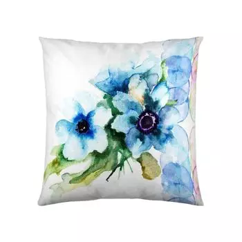 Etrea Хлопковая декоративная подушка «Цветы», синие 40 x 40 см — Декоративный чехол на подушку без наполнителя — Стандартный чехол на подушку Oekotex для дивана Гостиная Спальня — Печать с обеих сторон и молния Etrea Himmlische Qualitt