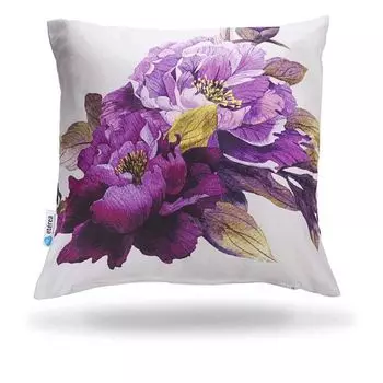 Etrea Хлопковая декоративная подушка с цветами, фиолетовая Альба, 40 x 40 см — Декоративный чехол на подушку без наполнителя — Стандартный чехол на подушку Oekotex для дивана, гостиной, спальни — принт с обеих сторон и молния Etrea Himmlische...