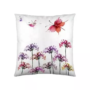 Etrea Хлопковая декоративная подушка с цветами и бабочками 40 x 40 см - Декоративный чехол на подушку без наполнителя - Стандартный чехол на подушку Oekotex для дивана, гостиной, спальни, на молнии Etrea Himmlische Qualitt